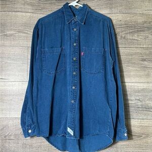 Vintage Levi’s Denim Button-Down Shirt Faded Blue Red Tab – Size M